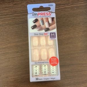 NWT: ImPress One-Stop Gel Manicure Press-on Nails, Medium square pink